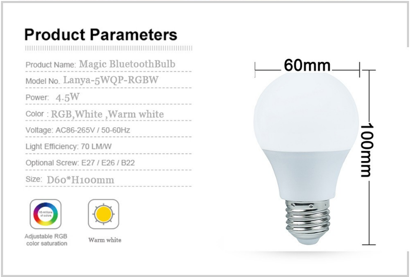Smart Lâmpada de LED Bluetooth