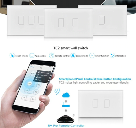 Smart Interruptores Wifi Touch Screen Broadlink - Retangular