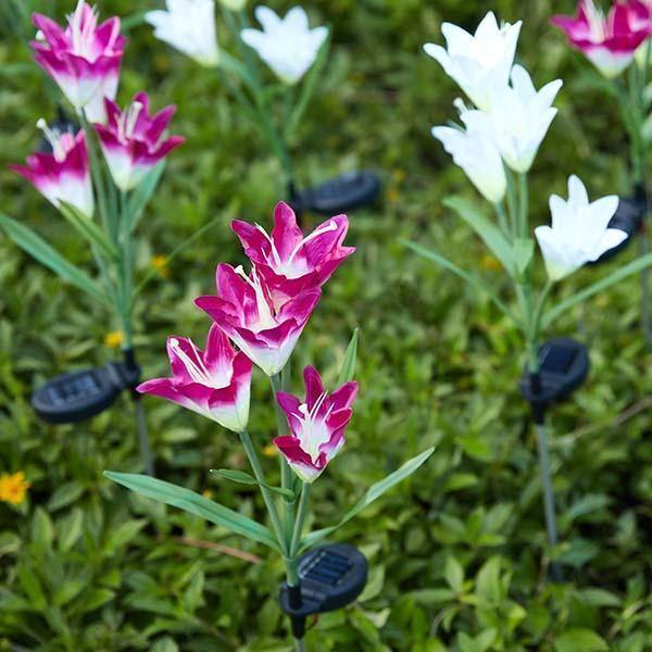 2 Conjuntos de Flores LED de Acionamento Solar