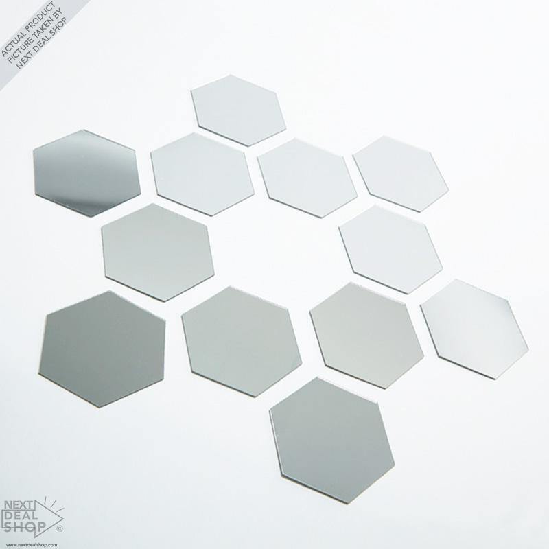 12 Peças Espelhos Hexágonos Auto-Adesivos - Decore sua casa!