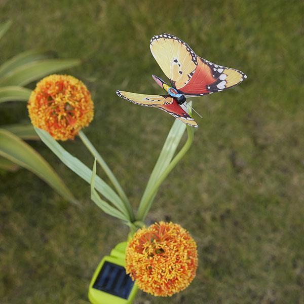 3 Pcs de Estacas de Luzes de Dente-de-leão com Borboleta LED à Energia Solar