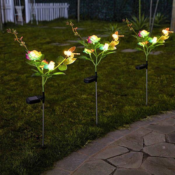 Rosas LED Arco-íris à Energia Solar
